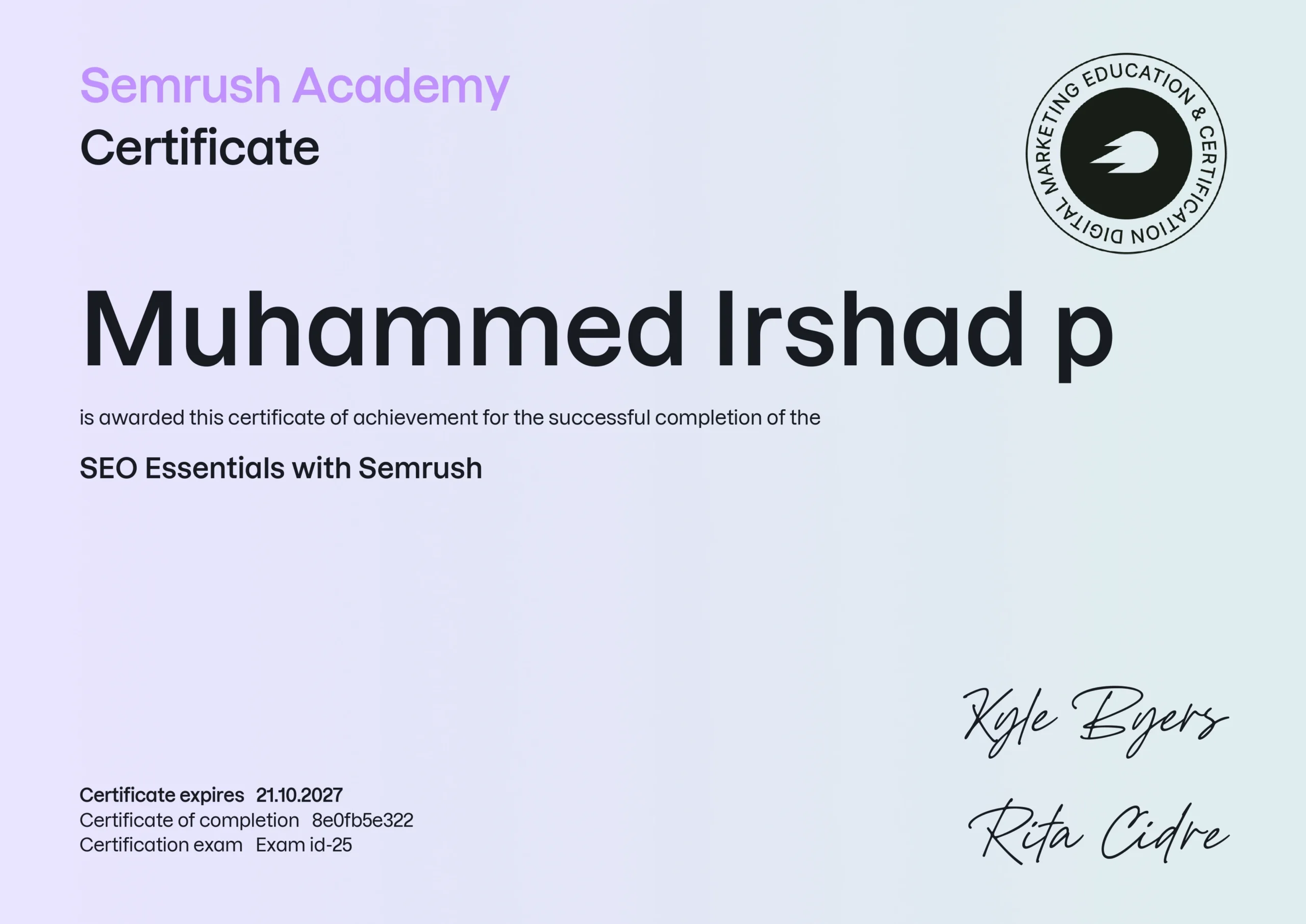 SEO certification